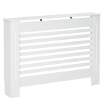 HOMCOM Copritermosifone in Legno Bianco per Caloriferi e Radiatori, con Struttura a Doghe e Ripiano, 112 x 19 x 81cm