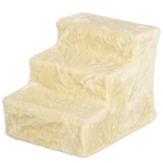 PawHut Opvouwbare huisdierentrap, 3 treden, wasbare pluche hoes, Spaanplaat, 46 x 35 x 35 cm, Beige