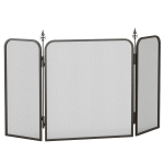 HOMCOM Osłona Przeciwiskrowa do Kominka, Składana, Metal, 96 x 1,3 x 56 cm, Czarna