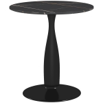 HOMCOM Ronde Eettafel, Poedergecoat Staal, MDF met Melamine, Antislip Voetjes, 70 x 74 cm, Zwart