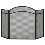 HOMCOM Paravan Anti-Scântei Pliabil cu 3 Panouri pentru Șemineu, Grilaj Metalic, 96x60 cm, Negru