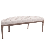 HOMCOM Banca pentru Capatul patului Semicirculara cu Structura de Lemn si Capitonata in Stil Chesterfield Beige 140,5x51x48cm