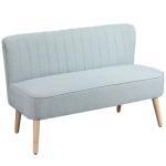 HOMCOM Divano 2 Posti Moderno in Tessuto Senza Braccioli con Gambe in Legno, 117x56.5x77 cm, Celeste