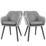 HOMCOM Eetkamerstoelen met Aantrekkelijk Design, Metalen Structuur, Houten Poten, Grijs, 120 kg Draagvermogen