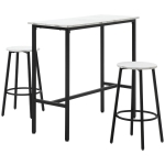 HOMCOM Three-Piece Marble-Effect Bar Table Set - White/Black