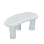 Tavolino Salotto Moderno a Mezzaluna Irregolare, con Piano in MDF, Gambe in PVC con Base in Feltro, 107x57x 40.5 cm, Bianco