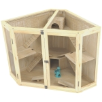 PawHut Hamsterkooi, 4-Laags Ontwerp, met Voederstation, Wip, Loopplank, Hutjes, 115 x 69,5 x 79 cm, Hout