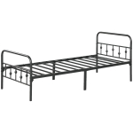 HOMCOM Metalen eenpersoonsbedframe, Eenvoudige Montage, met Geluidsreducerende Rubberen Kits, Zwart