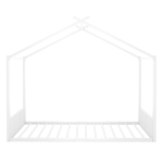 Cama acolchada 140×200 cm, cama de hierro con forma de casa, sin colchón, Blanco