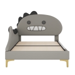 Lit pour enfant 90×200 cm, Forme de dinosaure cartoon,sans matelas, Gris