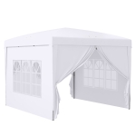 Outsunny Paviljoen, Partytent, 4 afneembare zijwanden, 2 ramen, metalen frame, 2,95 x 2,95 m, Wit