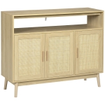 HOMCOM Aparador Sala de Estar de Estilo Cannage com 3 Portas de Vime Prateleiras Ajustáveis e Pés de Madeira 120x40x97 cm Madeira