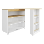 Moderno tavolo bar estensibile e mobile, con LED,grande spazio di stoccaggio, adatto a cucine, ristoranti e bistrot,138-204×39×105 cm, Bianco