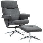 HOMCOM Relaxfauteuil met Voetenbank, Verstelbare Rugleuning, Fluweelachtig, Tot 150 kg, Antraciet