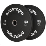 SPORTNOW Set Halterschijven, 2 x 10 kg, Olympische Standaard, Rubber, Geluidsarm, Zwart