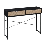 Consola Moderna HOMCOM pentru Hol si Sufragerie cu 2 Sertare Metalice 100x30x75cm - Negru