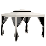 Outsunny Foisor de Grădină cu Plasă Țânțari, Foisor cu Acoperiș Dublu și Cadru Metalic, 297x297x268 cm, Bej