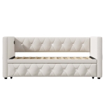 3 Seater Futon Bed with Fast Charging Ports & Removable Trundle, for Spontaneous Overnight Stays - Beige