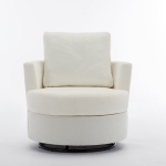Chenille Swivel Recliner with Back Cushion, Thick Foam Padding, 360° Rotation, 83x78.5x86 cm, Ivory
