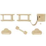 PawHut 5-delig Katten Klimset met Krabpaal, Springplatformen, Ladder, Huis, Wandmontage, Beige