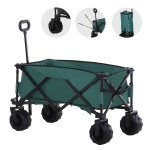 Outsunny Bollerwagen Faltbarer Handwagen 360° Gartenwagen Transportwagen mit  Teleskop Griff Verstellbarer Griffhöhe Strandwagen bis 70 kg Tragkraft Metall Oxford Grün 108 x 55 x 59-89 cm