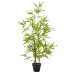 Outsunny Künstliche Bambus-Pflanzen 1,20H m mit realistischen Bambus mit echten Stämmen - Schwarzer Grüner Topf Inklusive