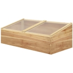 Outsunny Mini-Gewächshaus für Pflanzen dim. 100L x 50B x 36H cm Doppeltes unabhängiges Kippdach Polycarbonatplatten Vorgeöltes Fichtenholz