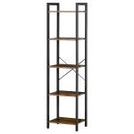 HOMCOM Bücherregal im Industrie-Stil H154 cm 5 Regale Schwarzer Stahl Spanplatten Gealterte Holzoptik