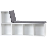 HOMCOM Bibliotheksbank 2 in 1 mit 5 Aufbewahrungsfächern und 2 Kissen 108 x 30 x 60 cm Weiß Grau