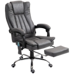 Vinsetto Fauteuil de bureau avec fonction de massage et de chauffage, repose-pieds, réglable, jusqu'à 120kg, Gris