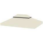 Outsunny Paviljoen Vervangingsdak, 3 x 4 m, Vervangzeil met Waterafvoergaten, Polyester, Zonbescherming, UPF30+, Crèmewit