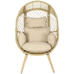 Outsunny Eierstuhl auf Rattanfuß mit Polyesterkissen, Metallstruktur, Abmessungen 88x85x143 cm
