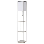 HOMCOM Regal-Stehlampe Stehlampe 26B x 26T x 160H cm 3 Regale 4 Ebenen MDF Weiß