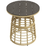 Outsunny Runder Garten-Couchtisch aus Rattan-Imitationsharz-Metall und Verbundplatten, Maße Ø45 x 50H cm