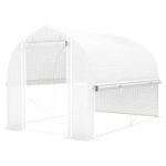 Outsunny 3 x 2 x 2 m Polytunnel-Kas met Oprolbare Zijwanden, UV-resistente Kunststoffolie en Stalen Frame, Wit
