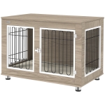PawHut Hundekäfig Möbel Innenhundekäfig Beistelltisch Mehrzweck mit Doppeltür und Kissen