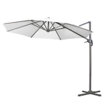 Outsunny Freiarmparasol Ø 3 m achteckig neigbar mit Kurbel und Fuß aus weißem Stahl