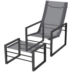 Outsunny Garten Relaxsessel mit Fußstütze, Liegestuhl, Metallstruktur und luftdurchlässigem Mesh-Gewebe - grau