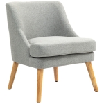HOMCOM Fauteuil Lounge Rembourré en Aspect Lin, Accoudoir, Pieds en Bois, pour Salon, Chambre, Gris Clair