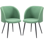HOMCOM Set aus 2 Stühlen für Esszimmer mit Stoffrückenlehne und Stahlbeinen 55 x 62 x 80 cm Grün Schwarz