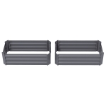 Outsunny Set mit 2 quadratischen Hochbeeten für den Garten 100L x 50B x 30H cm - gewelltes Stahlblech in Grau