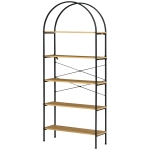HOMCOM Bücherregal mit 5 Ebenen Lagerung im Industriestil 80 x 28 x 179 cm Natur Schwarz