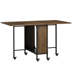 HOMCOM Table pliante mobile, 2 surfaces pliables, 130 cm x 80 cm x 74 cm, Marron