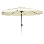 Outsunny Schrägbarer runder Sonnenschirm Ø 268 cm mit Fransen aus hochdichtem Polyester 180 g/m² Sonnenschutz Creme