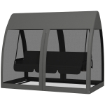 Outsunny 3-zits terrasschommel, verandaschommel met bedfunctie, Hollywoodschommel met muggennet en stalen frame, Grijs