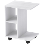 HOMCOM Bijzettafel in C-Vorm, Koffietafel, Salontafel, Hoekbureau, met Wielen, E1-Spaanplaat, 45 x 35 x 58 cm, Wit