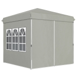 Outsunny 2,5 x 2,5 m Pop-up Paviljoen met Zijwanden en Draagtas, UPF50+ Hoogte-verstelbaar Tuinpaviljoen, Lichtgrijs