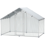 PawHut Kippenren voor 5-8 kippen, dakzeil, vergrendelbare deur, stalen frame, 5,1 m², 3 x 1,7 x 1,9 m
