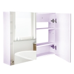 HOMCOM 80 x 15 cm Double Door Bathroom Mirror Cabinet - White