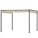 Outsunny 3 x 3 m Tuin-Pergola met Inklapbaar Dak, Paviljoen, Baldakijn voor Schaduw, UPF30+, Beige